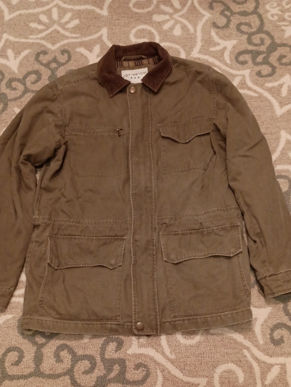 Covington Brown Rugged Cotton Field Jacket with Brown Corduroy Collar